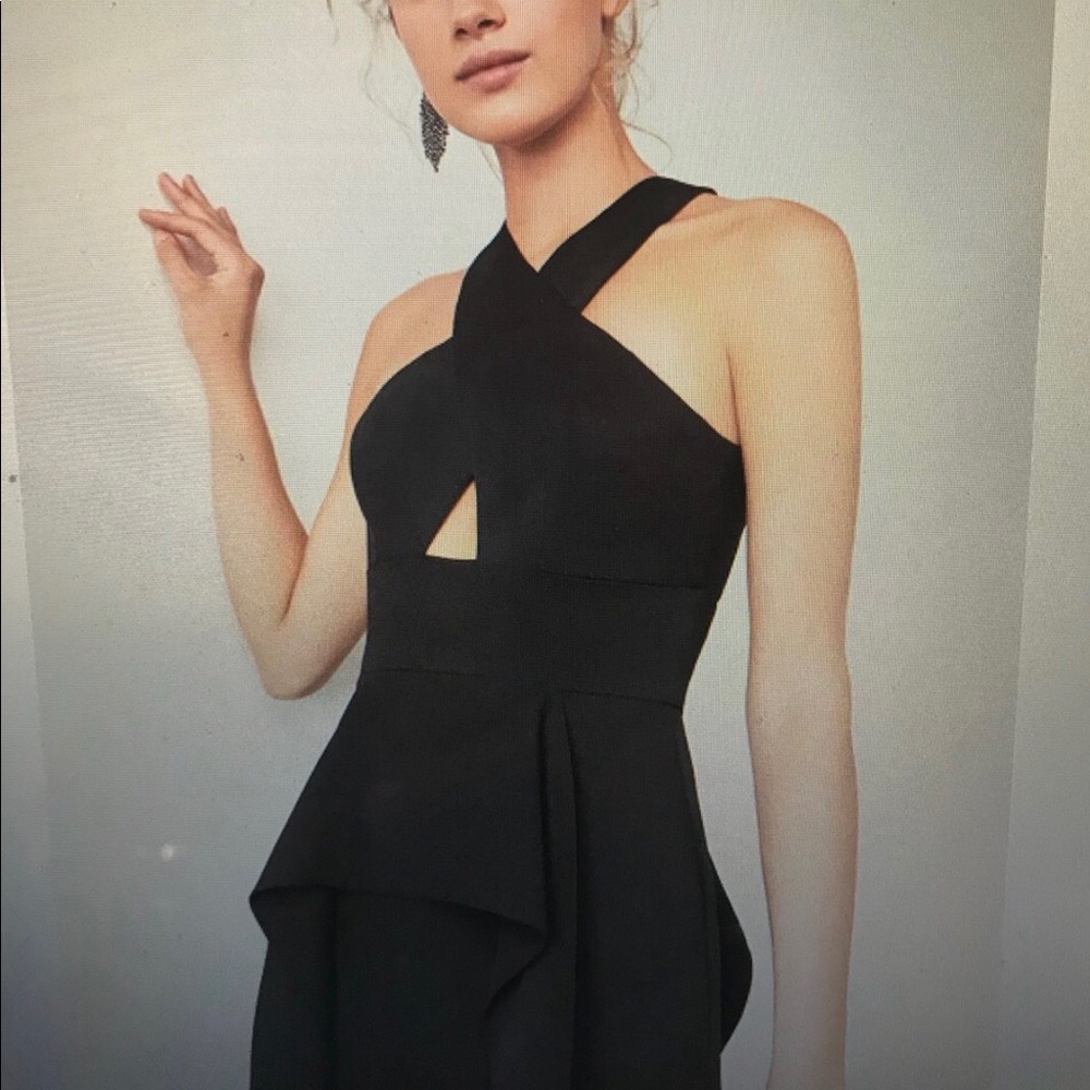 BCBGMAXAZRIA Bryleight Crisscross Halter Gown Black long Evening Dress